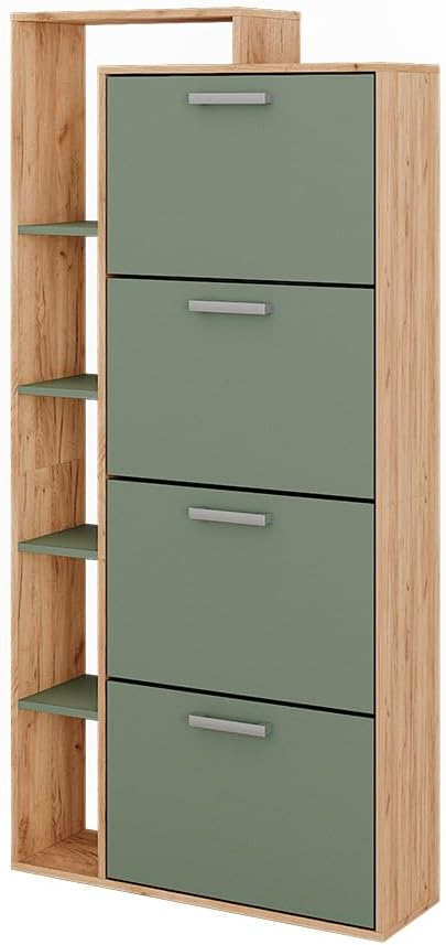 Vicco Benne à chaussures Orlando, Force d'or Chêne/Vert, 80x166.1cm avec 4 compartiments