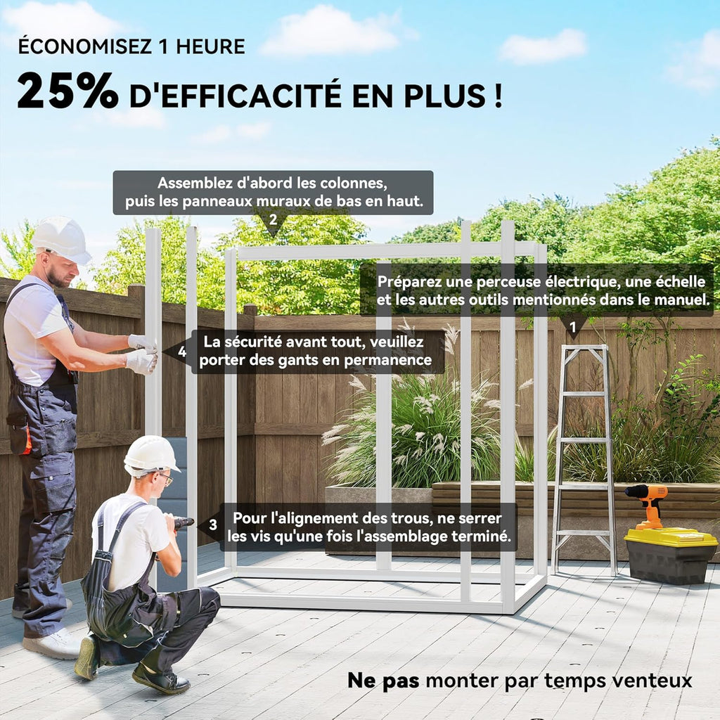 Outsunny Abri de Jardin cabanon en résine polypropylène 2,12 m² - 2 Portes 1 fenêtre et 1 Grille d'aération, Toit en Pente, Gris