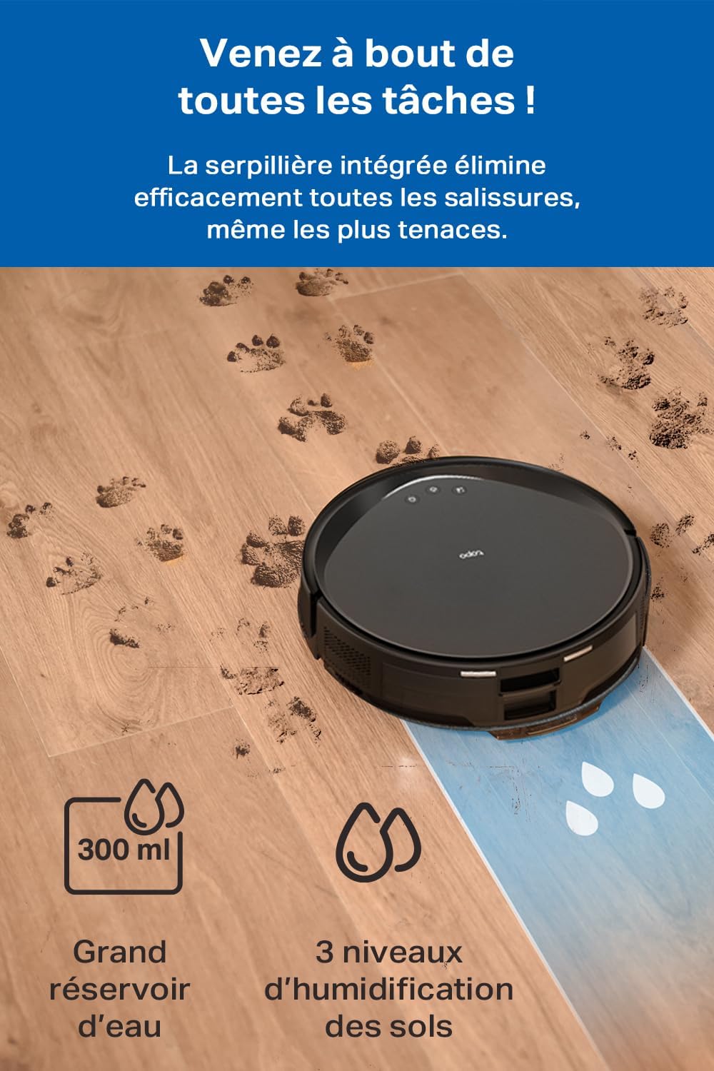 Tapo Aspirateur Robot Laveur 2 en 1 RV20Max Plus, Vidage Automatique, Silencieux ultra fin, Ultra puissante de 5300Pa, Navigation LiDAR, Auto-Charge Autonomie 180min, Tapis et Poils d'animaux