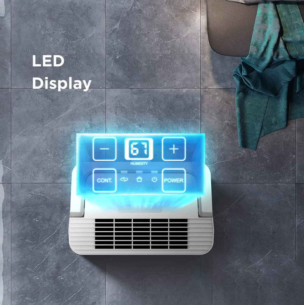 Déshumidificateur Compacte, Absorbe jusqu'à 12L/jour, Deshumidificateur d air avec Roulettes et Poignée, Minuterie 24H, Réservoir 2L, Pour pièce de 20-35㎡, MDDN-12DEN7