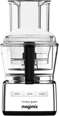 Magimix Robot de Cuisine multifonction 3200 Chrome Brillant Compact Bol 2.6L - Hachoir, Blender - Fabriqué en France