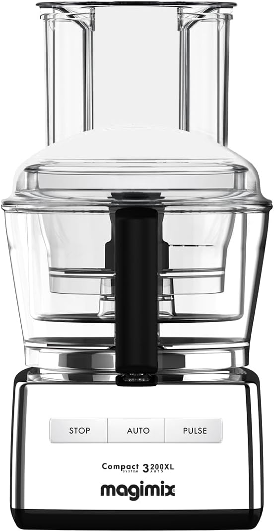 Magimix Robot de Cuisine multifonction 3200 Chrome Brillant Compact Bol 2.6L - Hachoir, Blender - Fabriqué en France