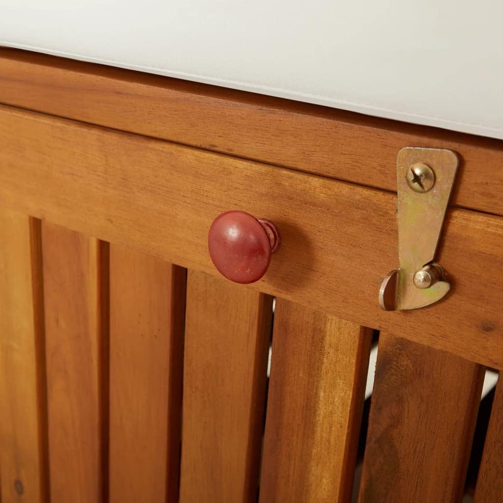 vidaXL Banc de Rangement avec Coussin, Siège avec Rangement, Canapé Rembourré, Meuble de Intérieur et Extérieur, Marron Bois d'Acacia Massif