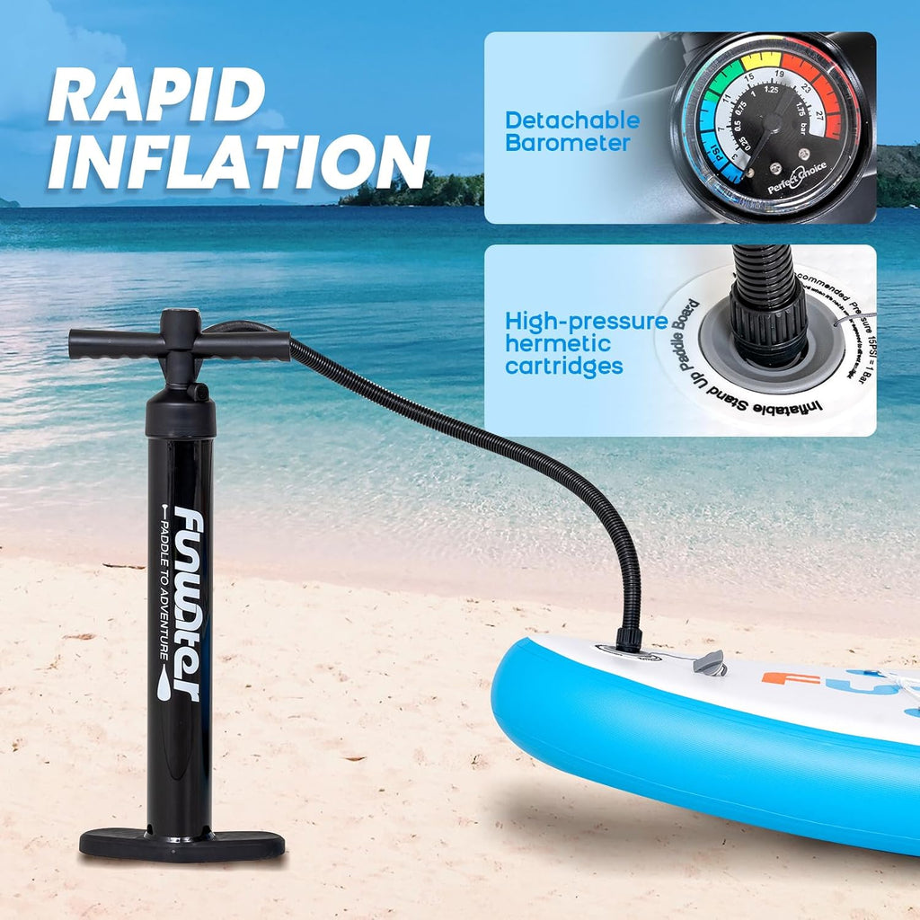 FunWater Planche Gonflable de Stand Up Paddle Accessoires complets Planche de Paddle réglable Pompe Sac à Dos de Voyage Sac étanche pour téléphone Finlandaise Planche de Surf