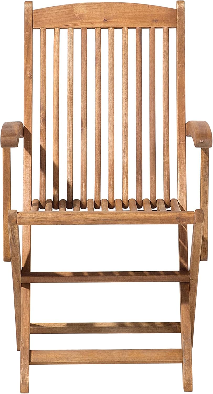 Lot de 2 Chaises de Jardin - Pliantes, en Bois d'Acacia Naturel