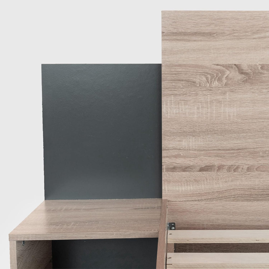 Lit moderne en bois 160 x 200 cm – Avec 2 tables de chevet et design en bois naturel – Ensemble de chambre à coucher en chêne Sonoma (gris foncé)