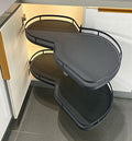 Meuble de rangement coulissant à double niveau pour cuisine, adapté aux meubles de 900 mm, étagère de rangement pivotante d'angle, ouverture à gauche, boîte de rangement coulissante pour angle mort.