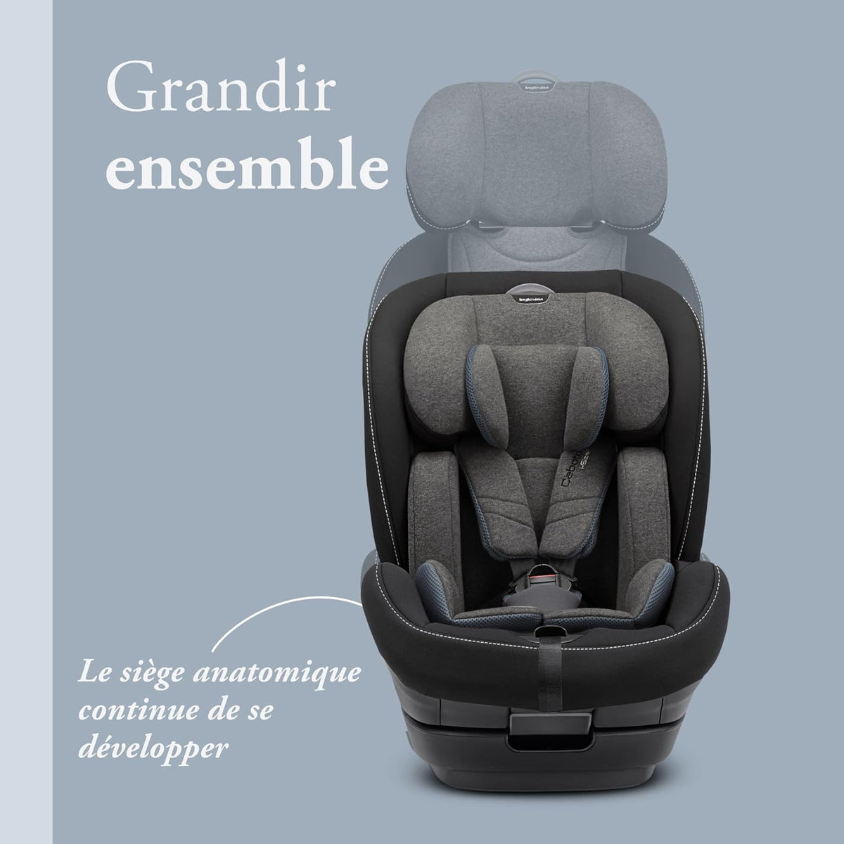 Inglesina Caboto i-Size Siège Auto, Isofix, de 15 mois à 12 ans environ, de 76 à 150 cm, Vulcan Black