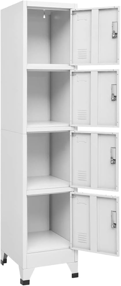 vidaXL Armoire à Casiers avec 4 Compartiments Armoire de Rangement Meuble de Rangement Vestiaire Sportif Entreprise Intérieur 38x45x180 cm