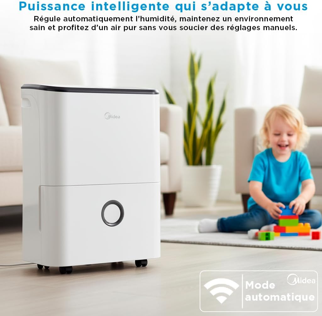 MIDEA Déshumidificateur d air Anti Moisissure 20L - WIFI/APP, Purification electrique, Adsorbeur d'humidité auto, Mode Séchage du Linge & Anti-Condensation - Dehumidifier Idéal pour 50m²