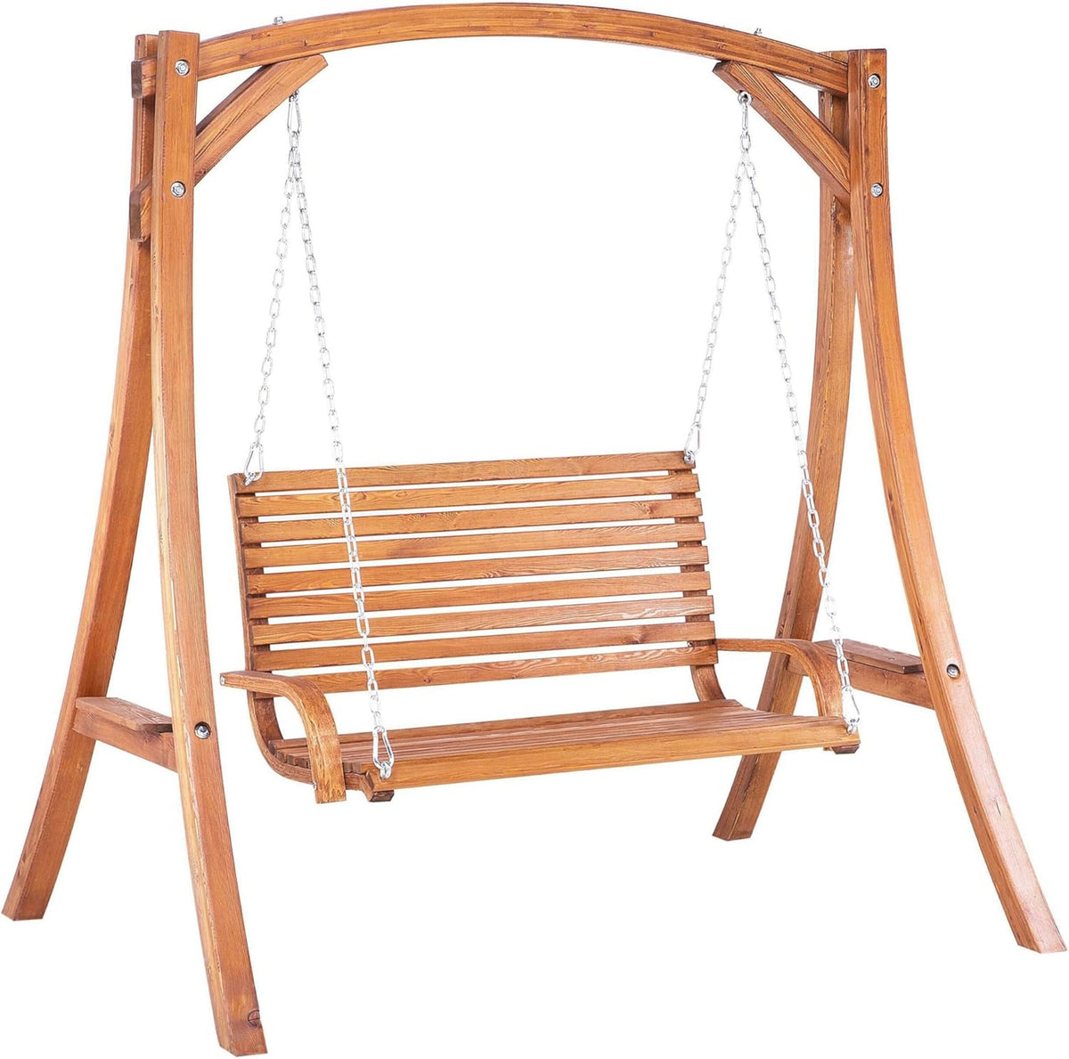 Balancelle de Jardin en Bois Foncé Assise Confortable et Élégante pour Terrasse au Style Campagne Beliani