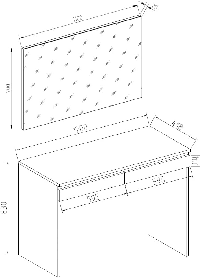 Vicco Coiffeuse Emma, Blanc, 120 cm