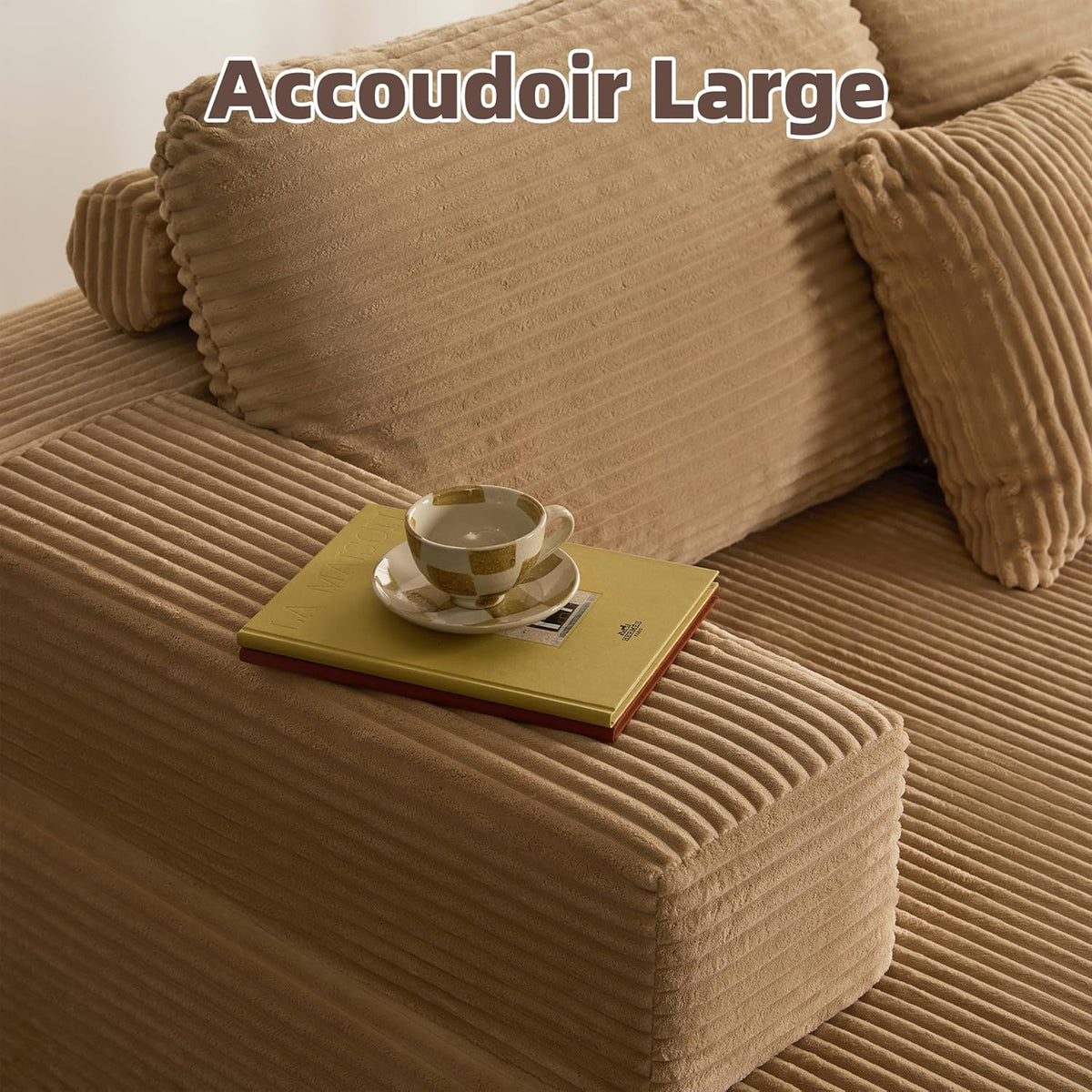 272 cm Canapé d'angle en Forme de L avec Fonction Couchage - Canapé modulaire avec méridienne Gauche - Assise Extra Profonde - Canapé-lit pour Salon (Camel, Méridienne Gauche)