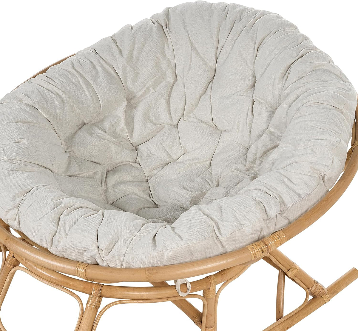 Beliani Fauteuil à Bascule Rond en Rotin Ton Naturel et Beige Clair Empilable Orvieto