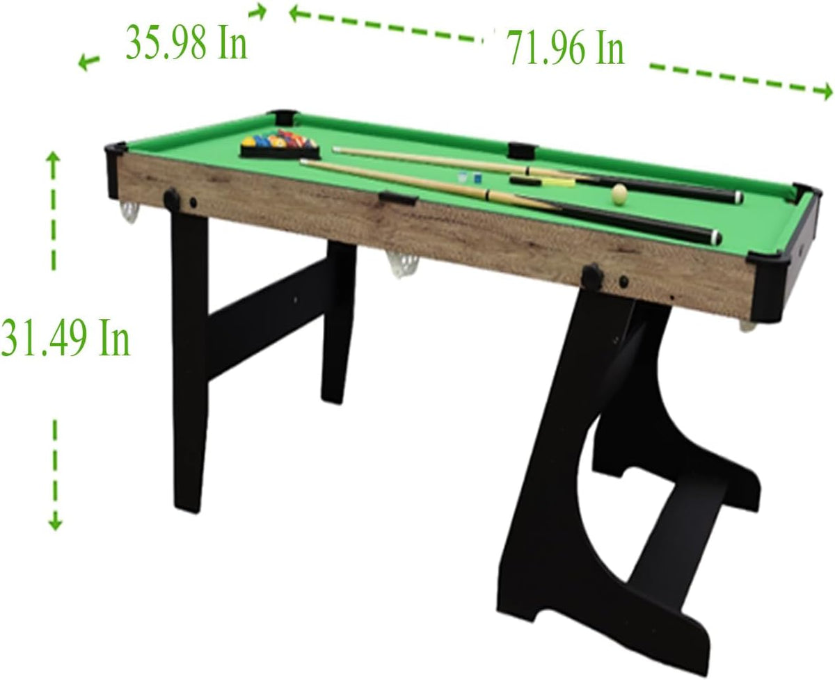 LINRIYOU Portable Table Multi-Jeux 4 en 1, Billard, Tennis De Table, Basketball, Meuble De Jeux Pliable avec Rangement Vertical, IdéAle pour Enfants Et Famille(Color:Green)