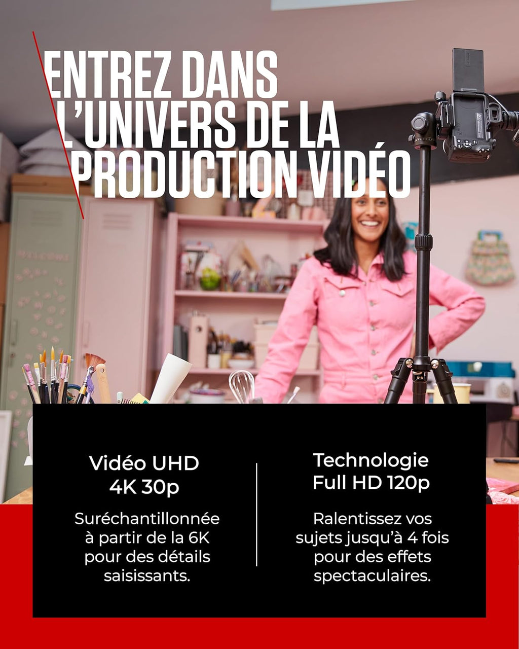 Kit créateur de Contenu UGC Canon EOS R50 - Appareil Photo Hybride APS-C 4K, Wi-FI, Bluetooth, Compact, idéal pour Le vlog, pour débutants et Professionnels