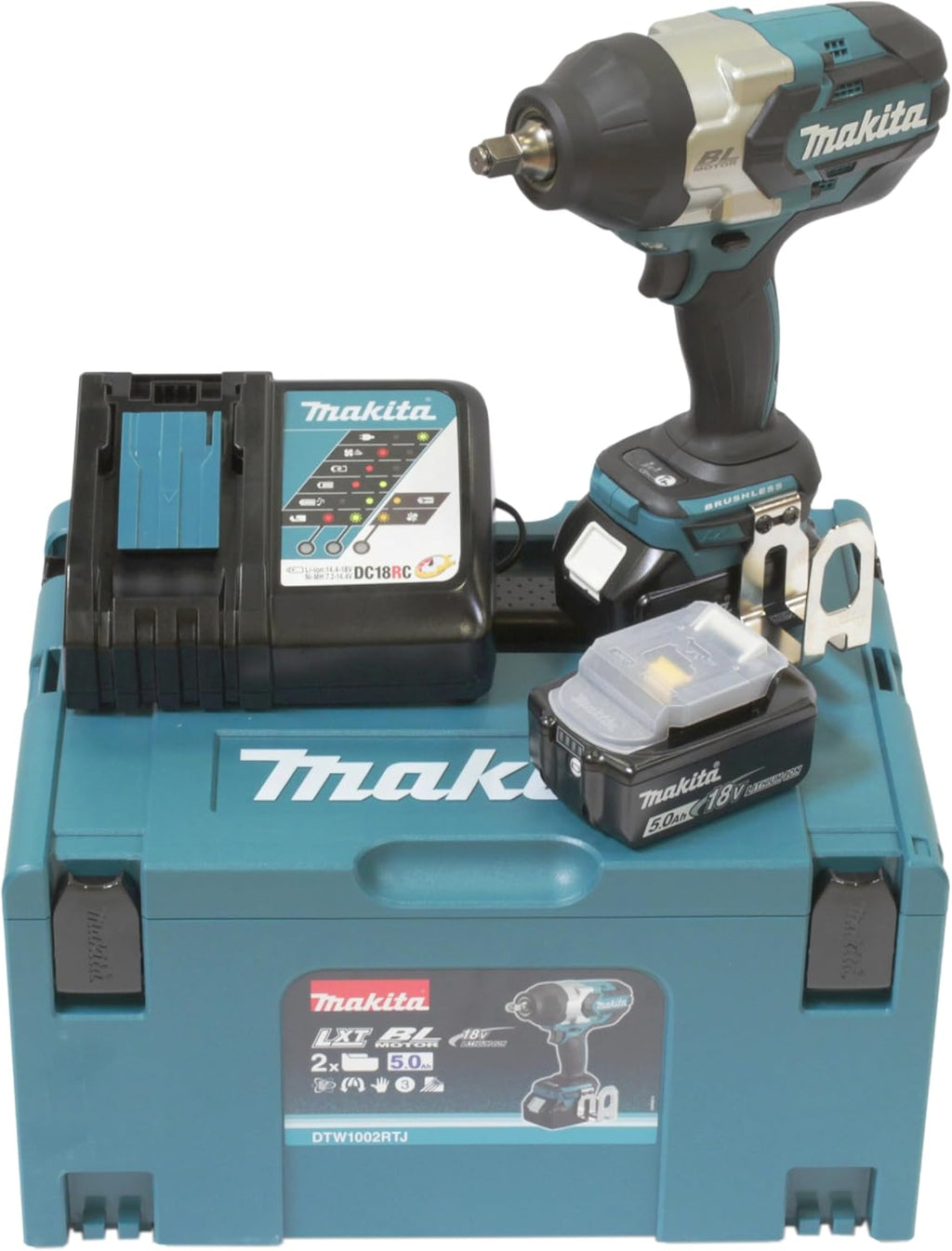 Boulonneuse à Chocs Brushless 1000Nm + 2 batteries 18V 5Ah Li-Ion + Coffret Makpac