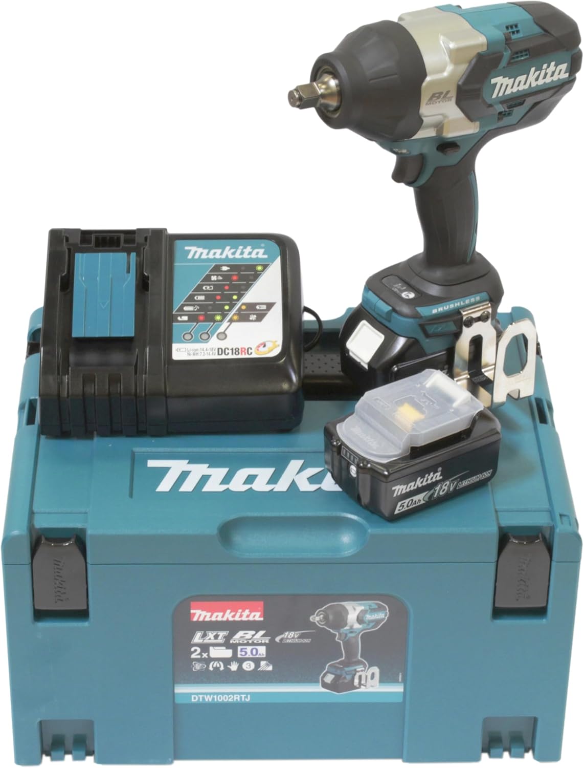 Boulonneuse à Chocs Brushless 1000Nm + 2 batteries 18V 5Ah Li-Ion + Coffret Makpac