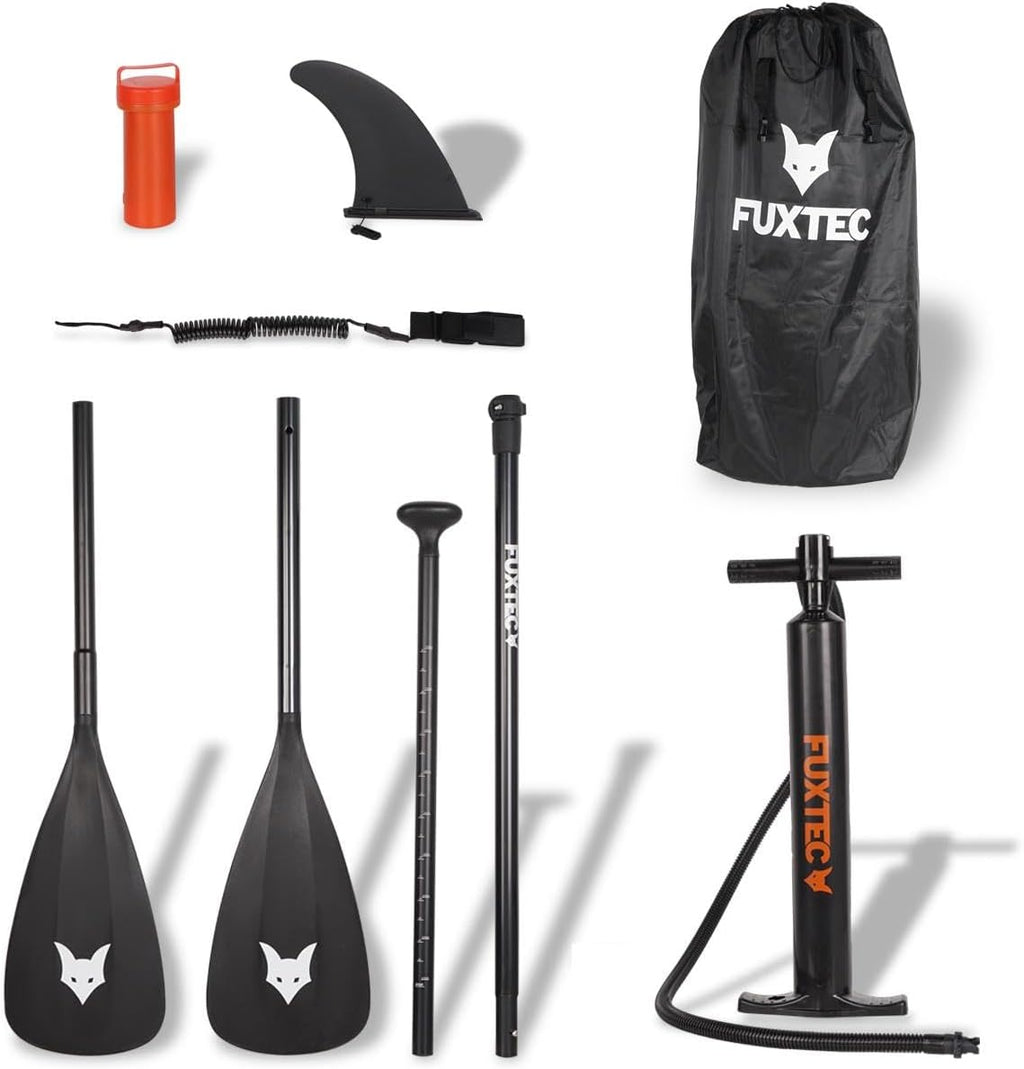 Fuxtec Kit de Planche de Sup Gonflable - Planche de Stand up Paddle 320 x 81 x 15 cm avec 3 ailerons - Planche de Tourisme Charge jusqu'à 150 kg - Sac de Rangement Inclus