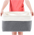 MANGATA Boîte de Rangement en Tissu Tissé, Panier Pliable en Toile Pour Vêtements, Jouets et Étagères, Gris Froid (Jumbo, Lot de 1)