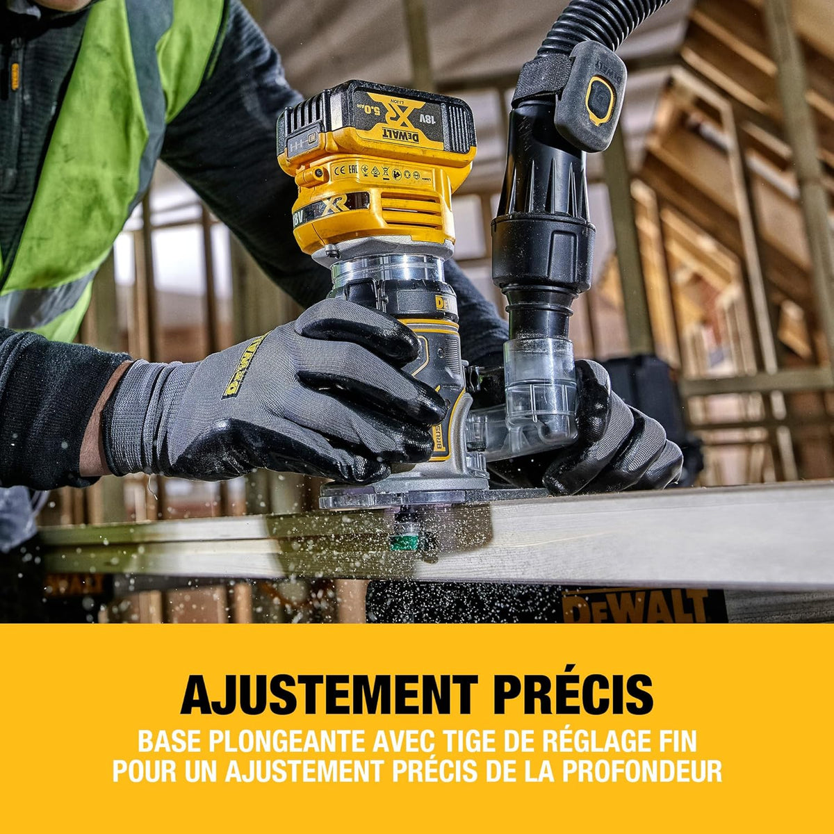 Affleureuse Défonceuse Compacte Brushless XR 18V 1/4" (8mm), avec coffret TSTAK, livré sans batterie, DCW604NT-XJ