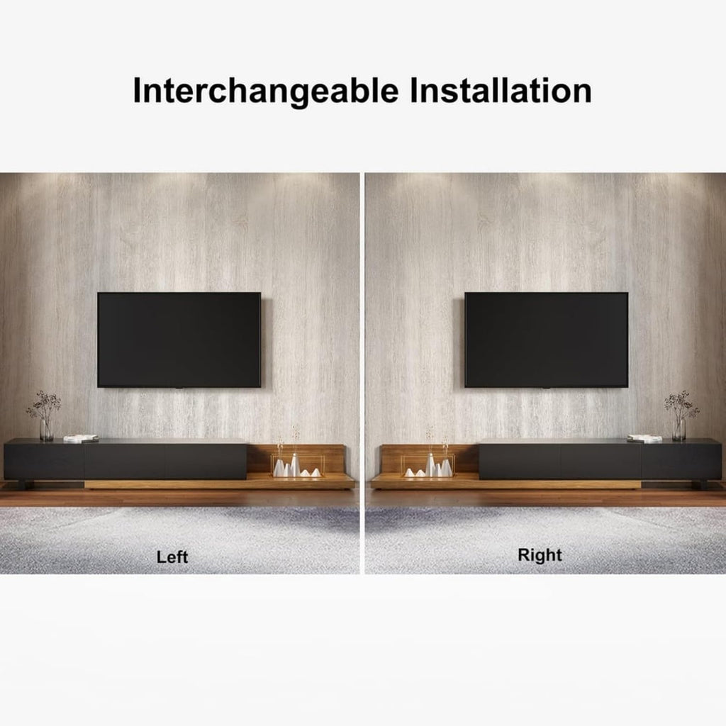 Homary Meuble TV Extensible 3 Tiroirs, Centre de Divertissement pour TV Jusqu'à 120 (Noyer et Gris, 200 cm L × 40 cm P × 35 cm H) (Noir et Noyer)