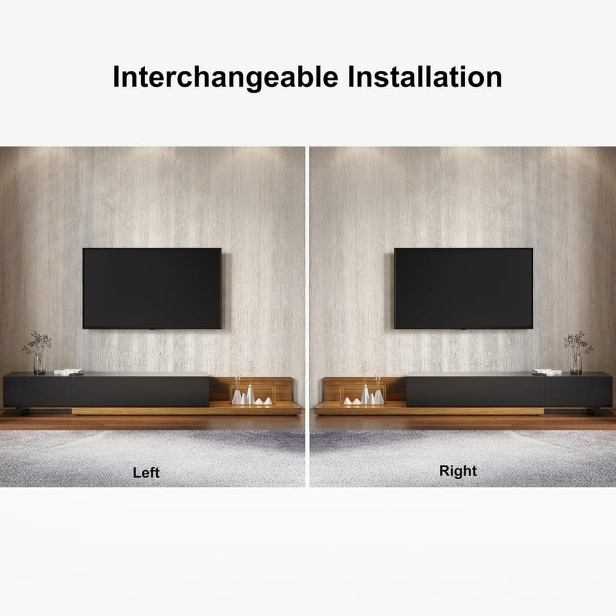Homary Meuble TV Extensible 3 Tiroirs, Centre de Divertissement pour TV Jusqu'à 120 (Noyer et Gris, 200 cm L × 40 cm P × 35 cm H) (Noir et Noyer)