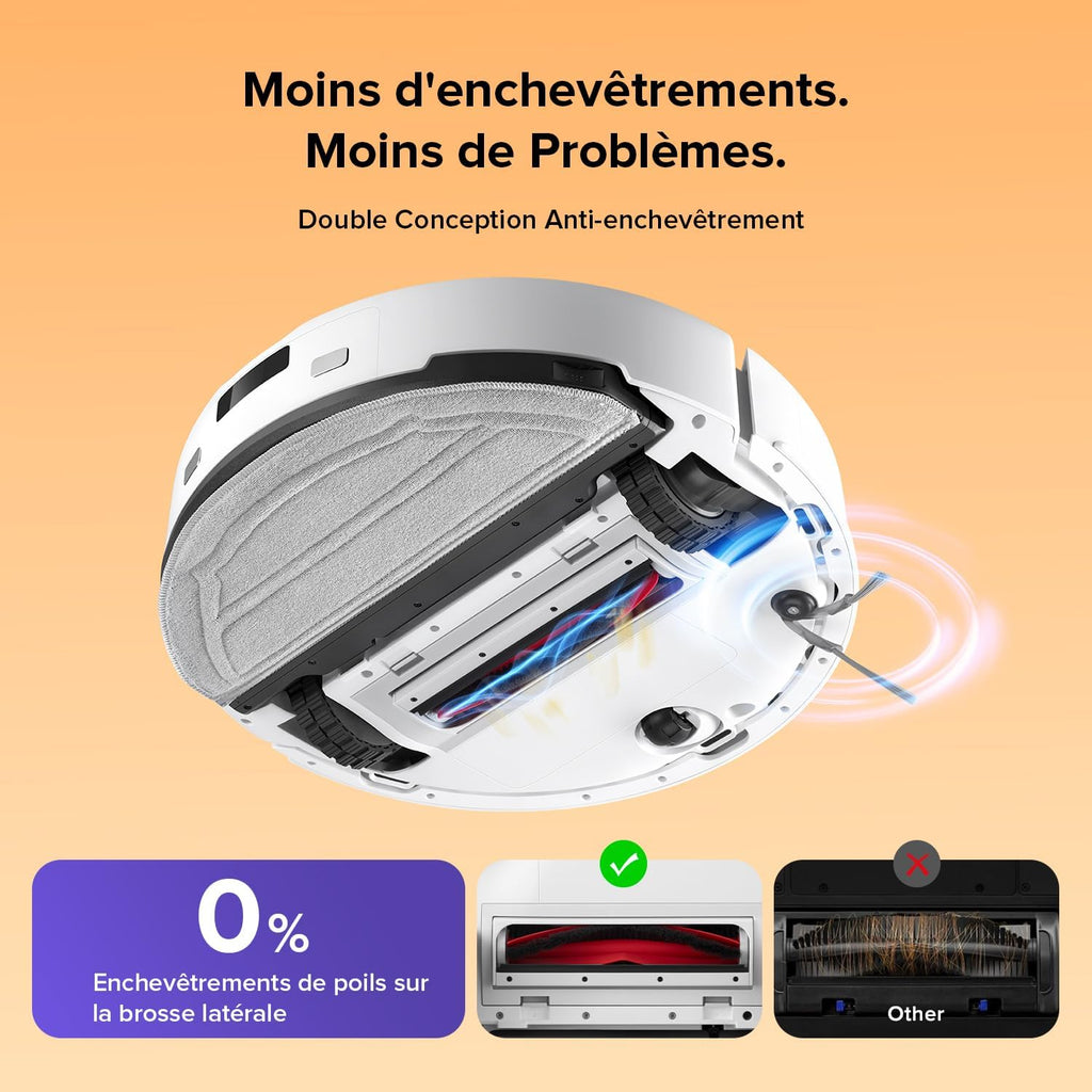 roborock Q10 S5 Set Robot Aspirateur Laveur, 10000 Pa Aspiration, Double Anti-emmêlement, Système VibraRise 2.0, Levage des Serpillères de 8 mm, Navigation PreciSense LiDAR, Évitement d'obstacles, APP