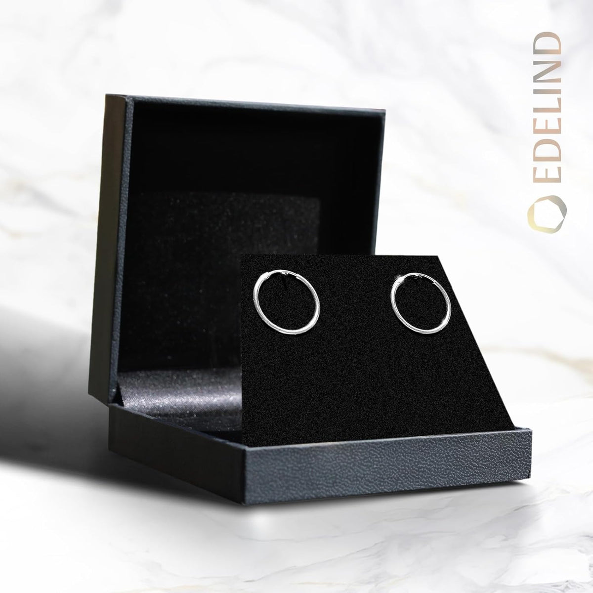 Boucles D'Oreilles Rondes Classiques Or Blanc 585/1000 Petites Créoles pour Femme - Diamètre 20 mm, Largeur 2 mm