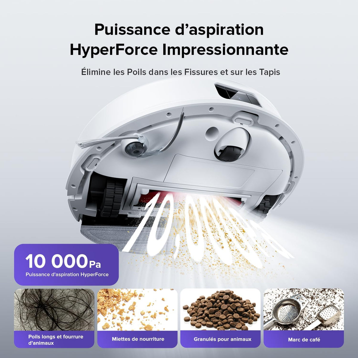 roborock Q10 S5 Set Robot Aspirateur Laveur, 10000 Pa Aspiration, Double Anti-emmêlement, Système VibraRise 2.0, Levage des Serpillères de 8 mm, Navigation PreciSense LiDAR, Évitement d'obstacles, APP