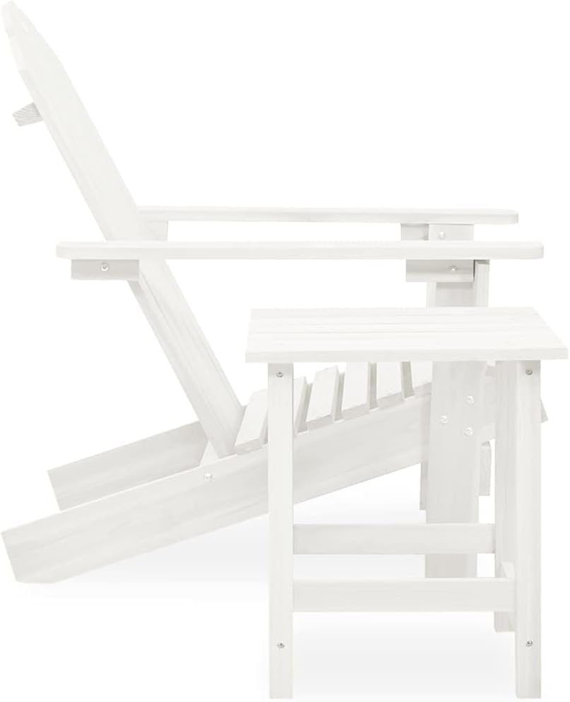 LLEZKBR Ensemble de meubles d'extérieur Adirondack Chaise de jardin avec table en bois de sapin massif Blanc