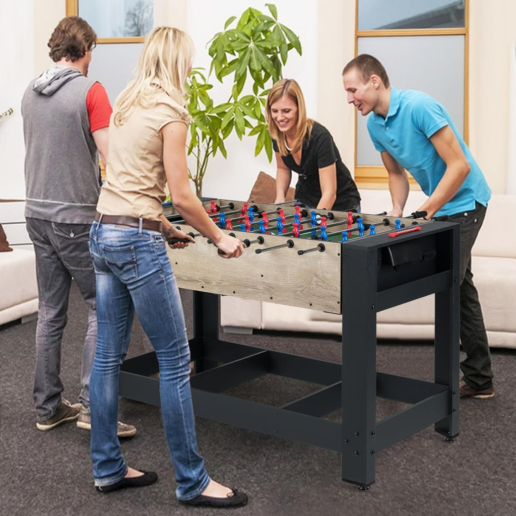 HOMASIS 2 en 1 Table de Jeu Multifonction Pliable avec 2 Boules et Marque-Points, Table de Billard avec 2 Queues et Triangle de Maison, 122 x 60,5 x 81,5 cm