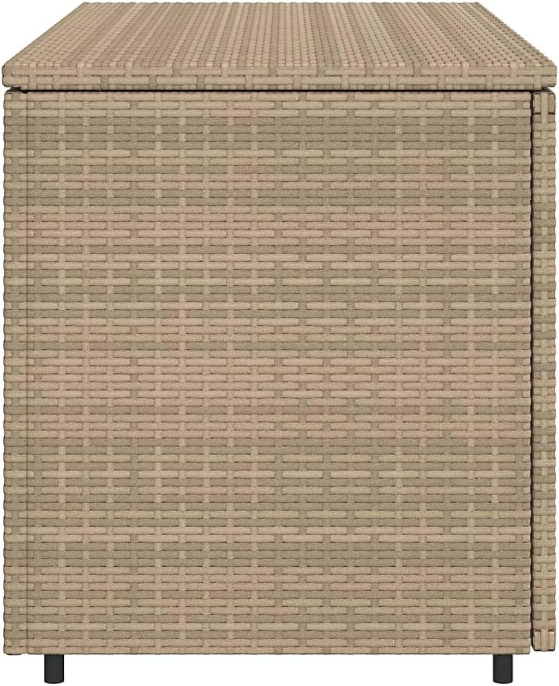 prissent Armoire de rangement de jardin, 110 x 55 x 60,5 cm, coffre pour jardin, coffre de jardin, fournitures de meubles de balcon, meubles de jardin, beige, rotin PE, acier