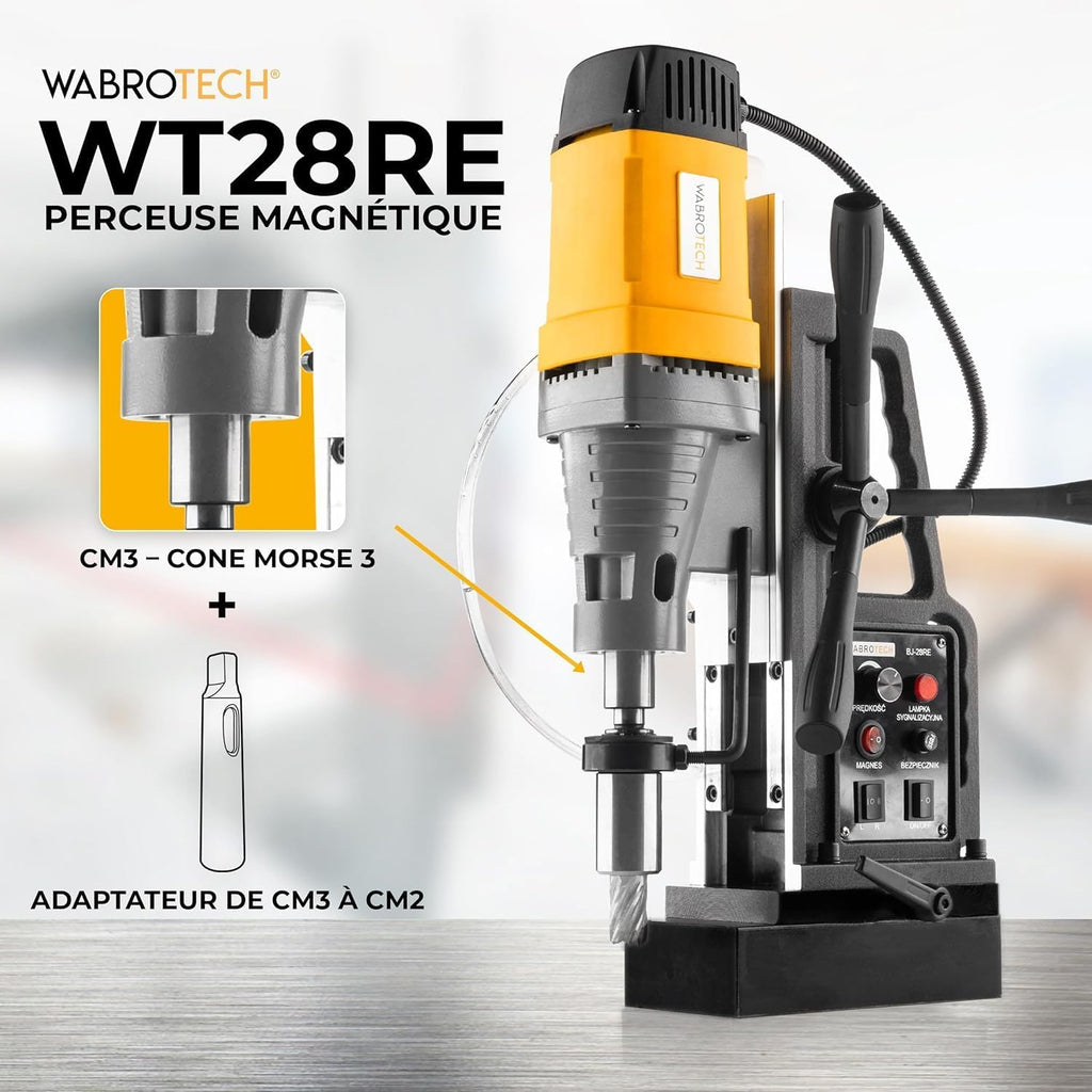Perceuse Magnétique Carotteuse Fraiseuse Colonne Électro-Aimant WT28RE, FI 60 MM SET 3 2.080 W, 300 tr/min, diamètre Carottage max. 60 mm,diamètre Diamètre de perçage plein : 28mm +