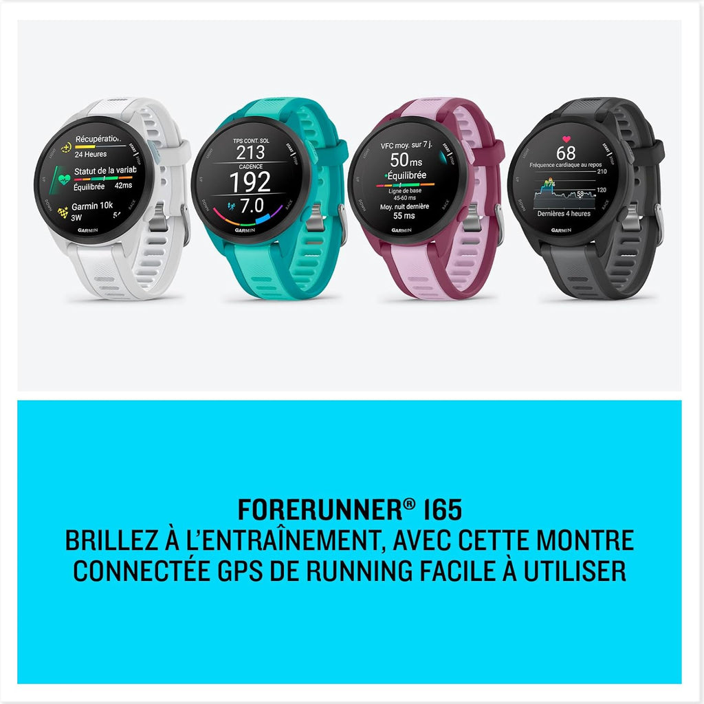Forerunner 165, Music - Montre GPS connectée de Running avec écran AMOLED – Prune/Lilas (Reconditionné)