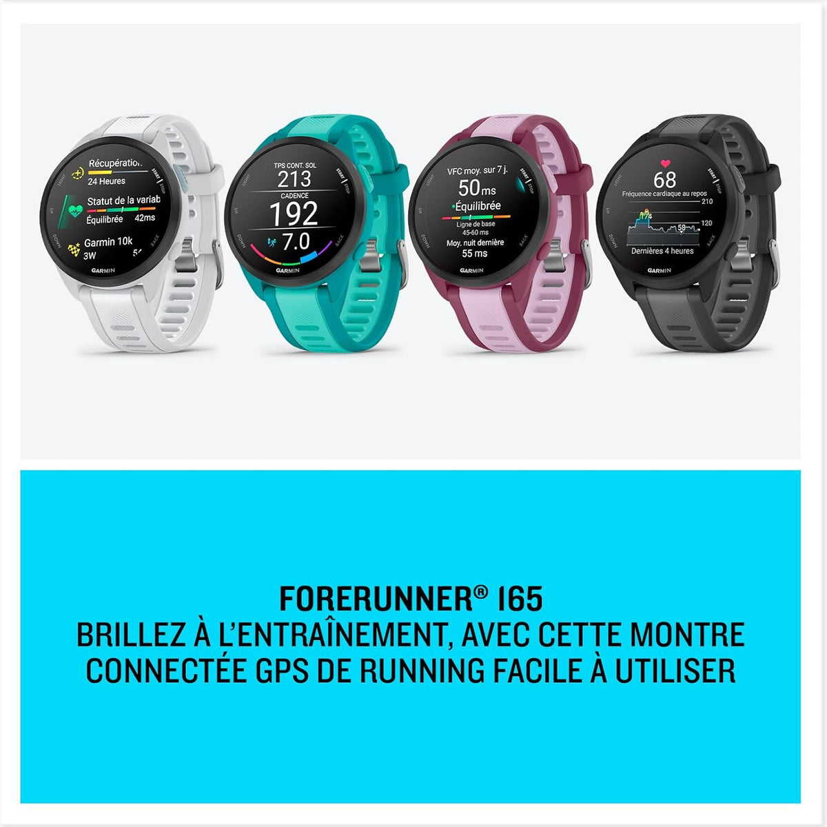 Forerunner 165, Music - Montre GPS connectée de Running avec écran AMOLED – Prune/Lilas (Reconditionné)
