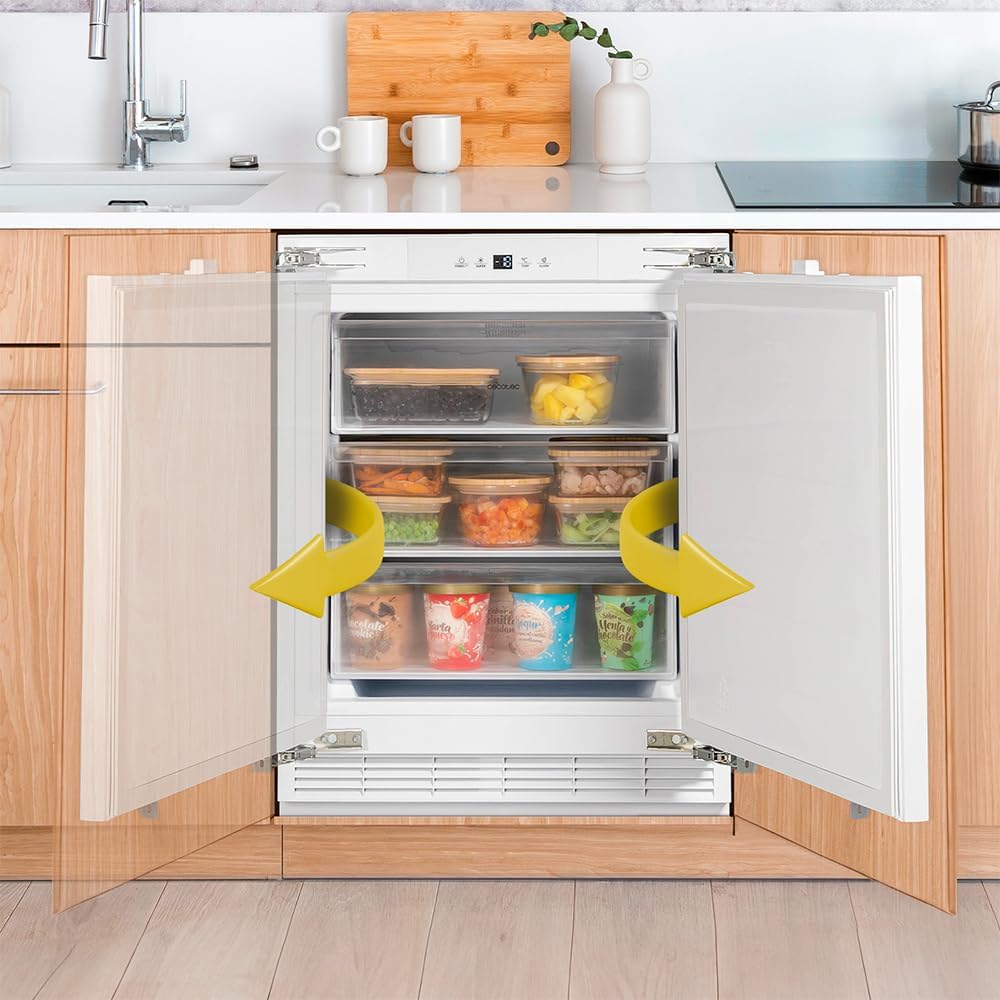 Cecotec Mini Congélateur Intégrable de 101 L Bolero Coolmarket TF BI 101 White E. Écran Tactile, Fast Freezing, Porte Réversible, Température Réglable -14 °C à -24 °C, LED Intérieur, Alarme