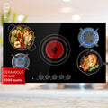 Klarstein Plaque de Cuisson Mixte Gaz et Vitrocéramique 5 Feux, Table de Cuisson Vitro de 9.2 kW en Acier Inoxydable