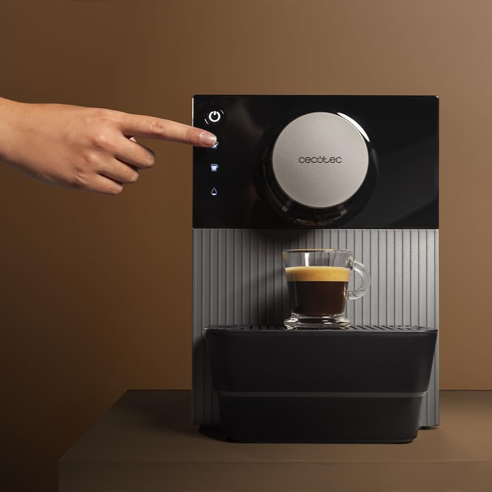 Cecotec Machine à Café Superautomatique Compacte Cremmaet Cube. 1350W, Système de Pressage 10g, Système de Pré-Infusion, 19 Bars, Système Thermoblock, 5 Niveaux de Mouture, Panneau de Contrôle Tactile
