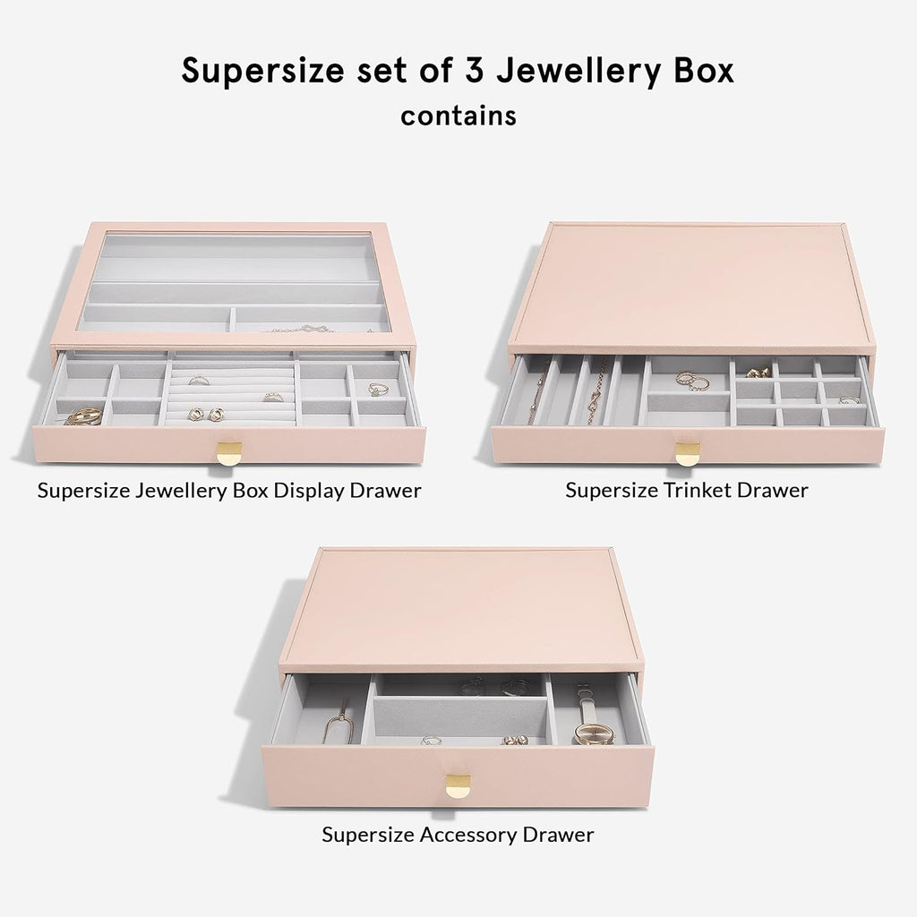 Stackers Blush Supersize Jewellery Box - Set of 3 (with Drawers)