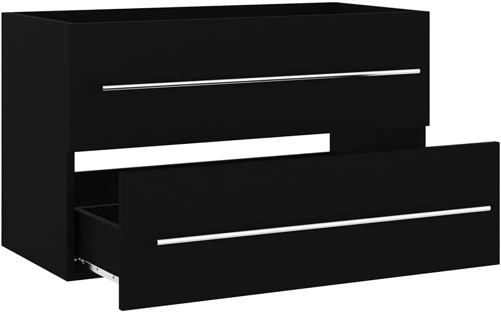 vidaXL Armoire d'Evier avec Lavabo Intégré Meuble de Salle de Bain Armoire de Rangement avec Vasque Toilette Intérieur Noir Bois d'Ingénierie