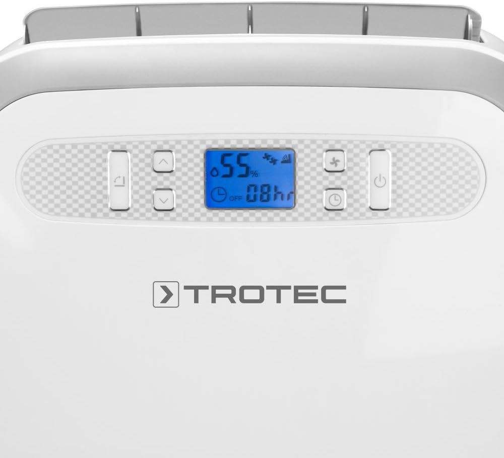 TROTEC TTK 95 E Déshumidificateur d'air pour 90 m², 30L/jour, silencieux, puissant - Réservoir 5,3L, Hygrostat intégré - Absorbeur d'humidité