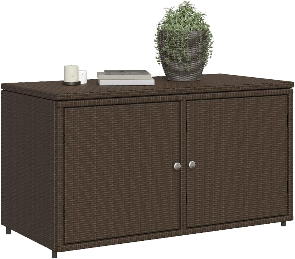 ZEYUAN Armoire de rangement de jardin en rotin PE marron 110 x 55 x 60,5 cm, armoire extérieure de jardin, meubles de jardin extérieur - 365568