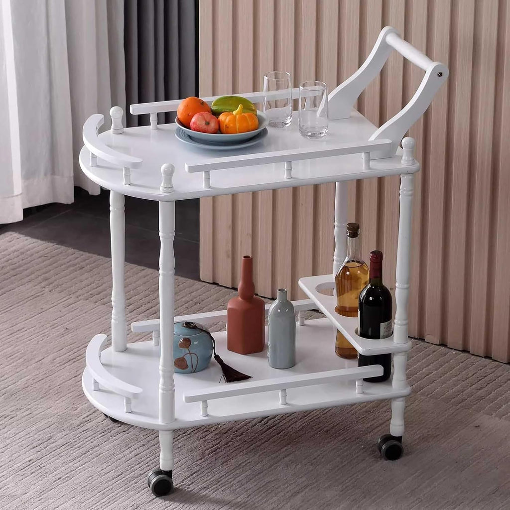 Desserte Exterieur Chariot à Thé de Cuisine Chariots de Service en Bois, Chariot de Bar Européen, Chariot à Vin de Salon Intérieur et Extérieur, Chariot de Rangement de Boissons à Café pour Chambre(Wh
