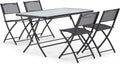 Oviala Table de Jardin et 4 chaises Pliantes en Acier et Verre Noir