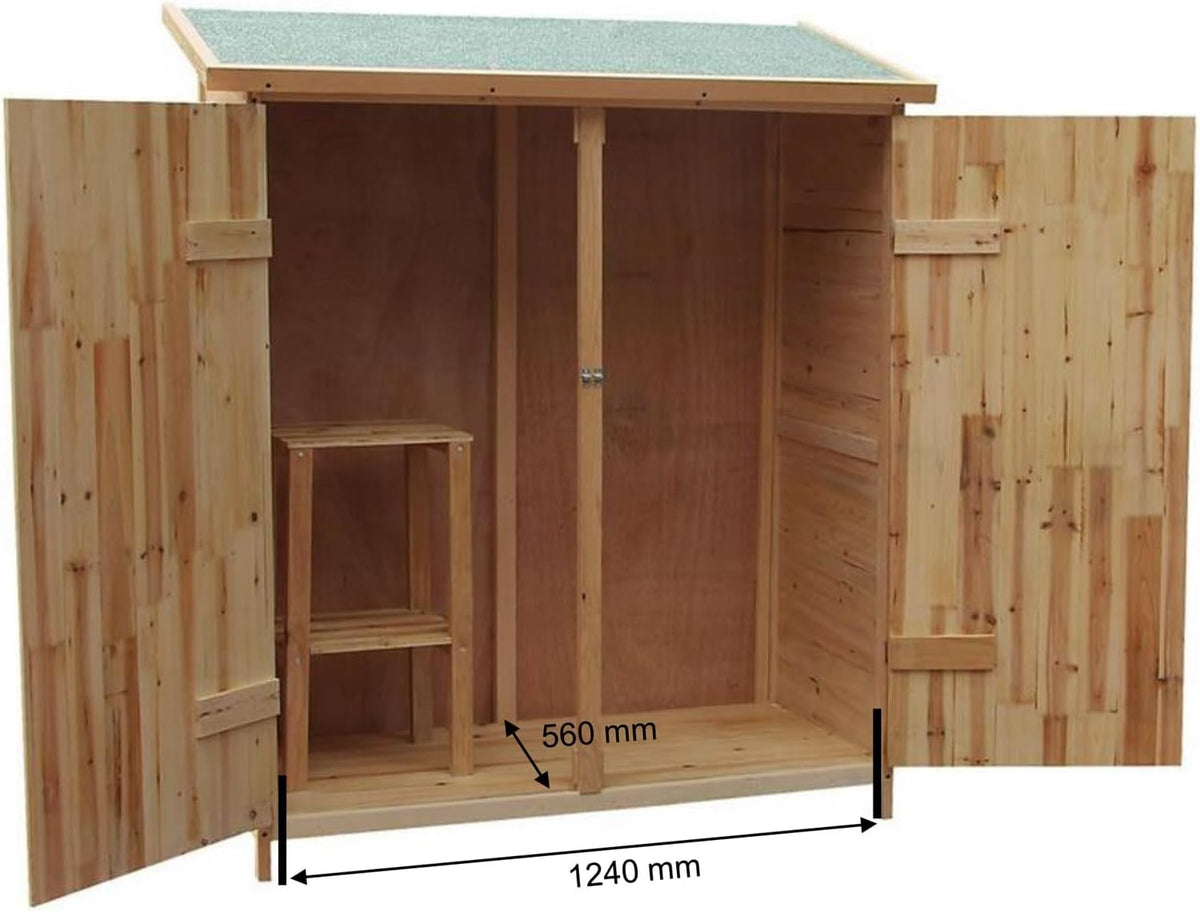 Wiltec Abri de Jardin XXL – 1380 x 655 x 1600 mm – en Bois – avec Toit en Bitume et 2 Portes – Cabane Remise pour Rangement Outils pour Jardin, Terrasse & Balcon