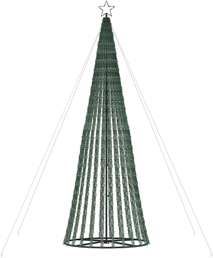 Festnight Arbre de Noël Cône Lumineuse avec Etoile Christmas Cone Tree Lights Sapin de Noël Guirlande Lumineux Intérieur Extérieur Décoration de Noël-Blanc froid-403 cm