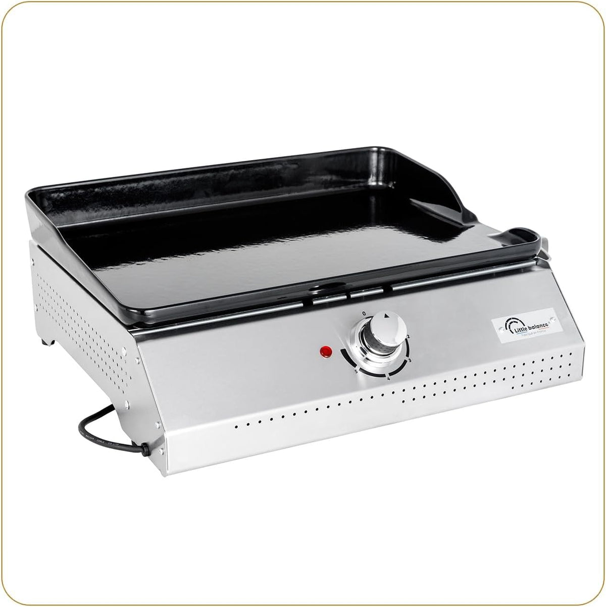 LITTLE BALANCE 8713 Biscarosse 50-35, Plancha électrique, Plaque de cuisson Fonte émaillée XL, 2150 W, Fabrication 100 française, Inox
