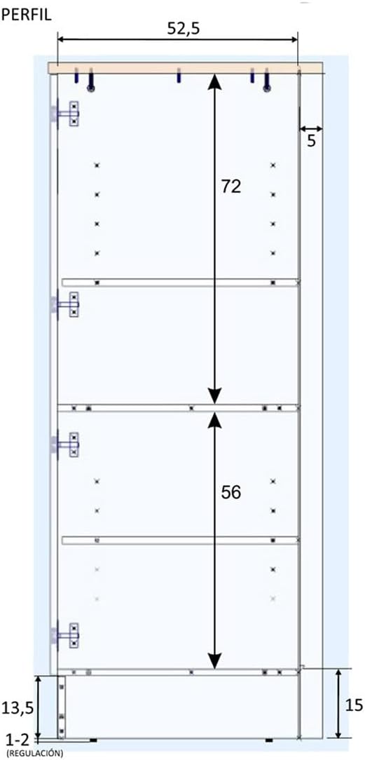 PEGANE Colonne Armoire de Cuisine avec 1 Porte Coloris Blanc Brillant/chêne Canadien- Hauteur 148 x Longueur 60 x Profondeur 60 cm