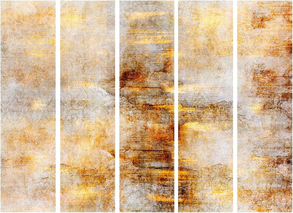 murando - Paravent intérieur à Deux côtés 225x172 cm - Séparateur de pièce en Bois Naturel avec Toile imprimée Pliable - Abstraction Couleurs de la Nature Texture Fond Tendances f-A-0865-z-c